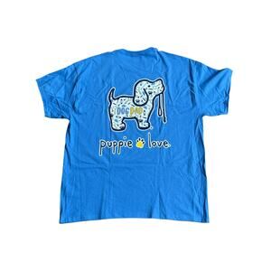Puppie Love Dog Dad Graphic T Shirt Mens Size XL Blue Rescue Tee NWT
